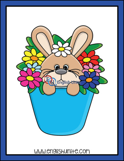 剪贴艺术-兔子在花盆